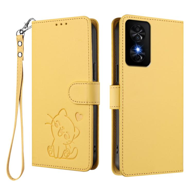 For TCL 50 SE / 40 NxtPaper 4G Embossed Heart Cat Leather Phone Case with Hand Strap