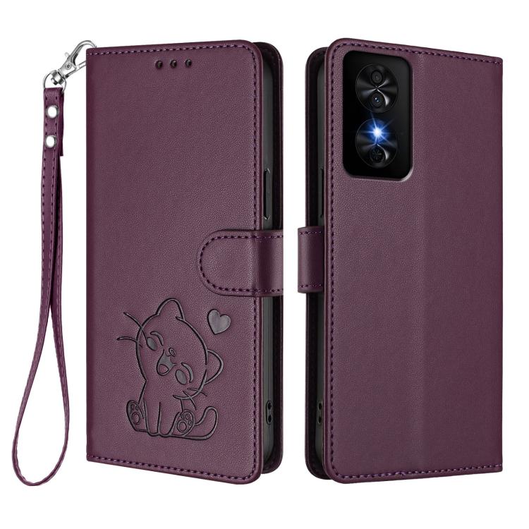 For TCL 50 SE / 40 NxtPaper 4G Embossed Heart Cat Leather Phone Case with Hand Strap