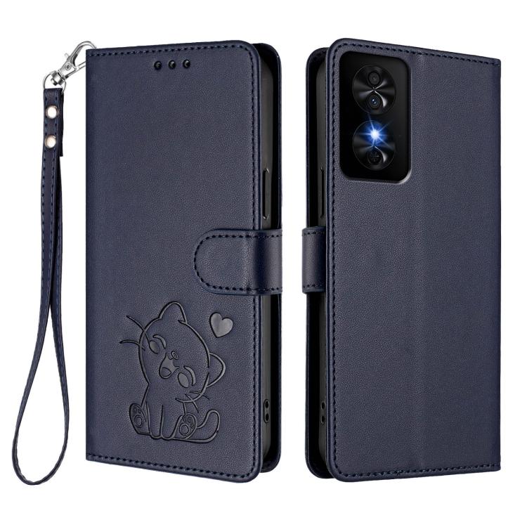 For TCL 50 SE / 40 NxtPaper 4G Embossed Heart Cat Leather Phone Case with Hand Strap