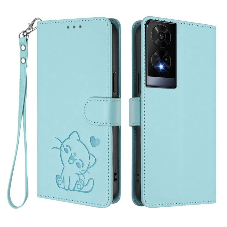 For TCL 50 XE Embossed Heart Cat Leather Phone Case with Hand Strap