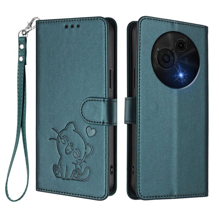 For TCL 60 NxtPaper Embossed Heart Cat Leather Phone Case with Hand Strap