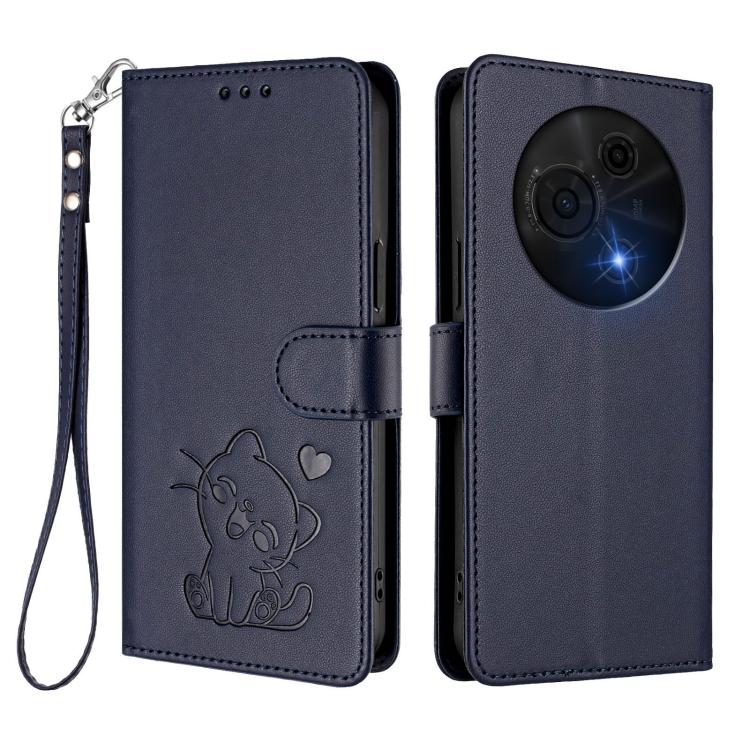 For TCL 60 NxtPaper Embossed Heart Cat Leather Phone Case with Hand Strap