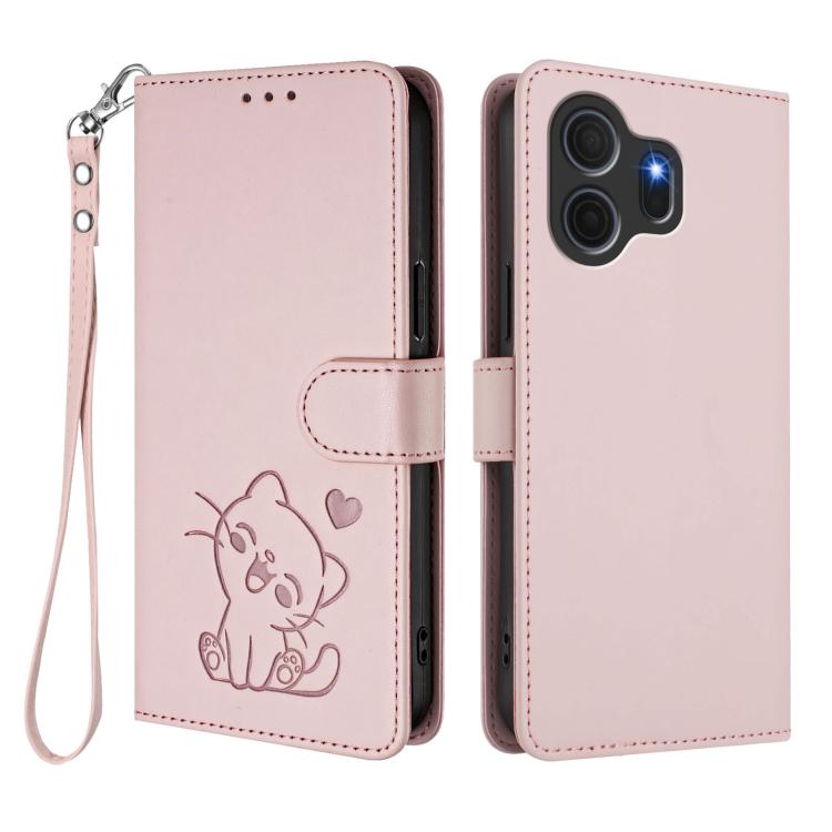 For TCL NxtPaper 70 Pro 5G Embossed Heart Cat Leather Phone Case with Hand Strap
