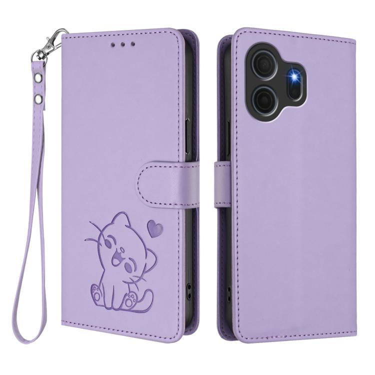 For TCL NxtPaper 70 Pro 5G Embossed Heart Cat Leather Phone Case with Hand Strap