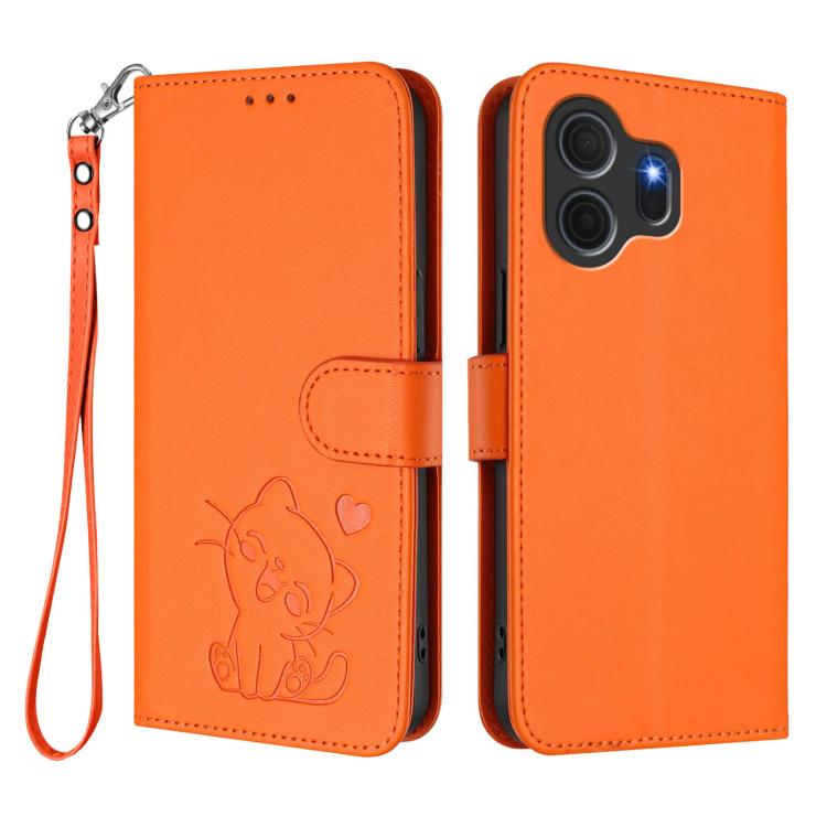 For TCL NxtPaper 70 Pro 5G Embossed Heart Cat Leather Phone Case with Hand Strap