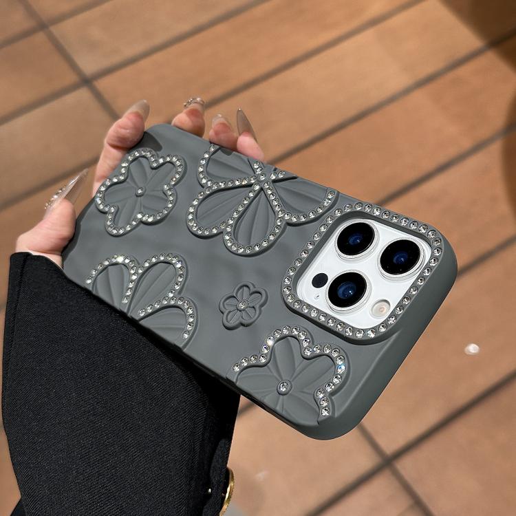 For iPhone 15 Pro Max Flower Crystal Diamond TPU Phone Case