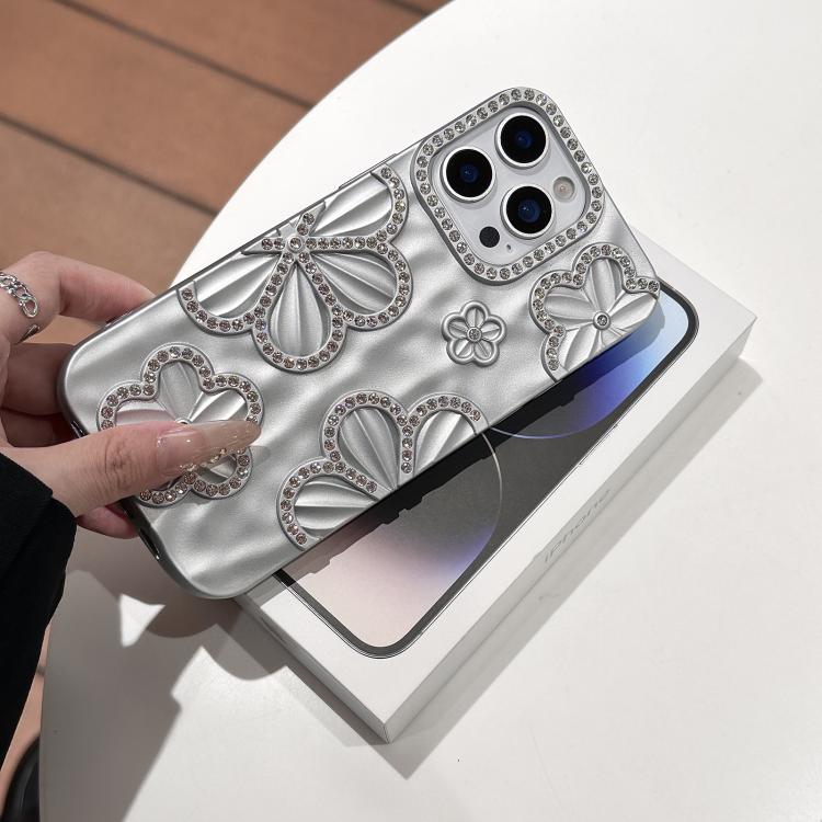 For iPhone 15 Plus Flower Crystal Diamond TPU Phone Case