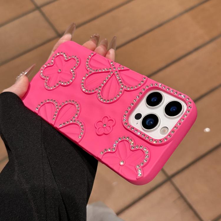 For iPhone 15 Flower Crystal Diamond TPU Phone Case