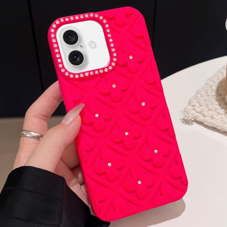 For iPhone 16 Plus Oil-sprayed 3D Flower Diamond TPU Phone Case