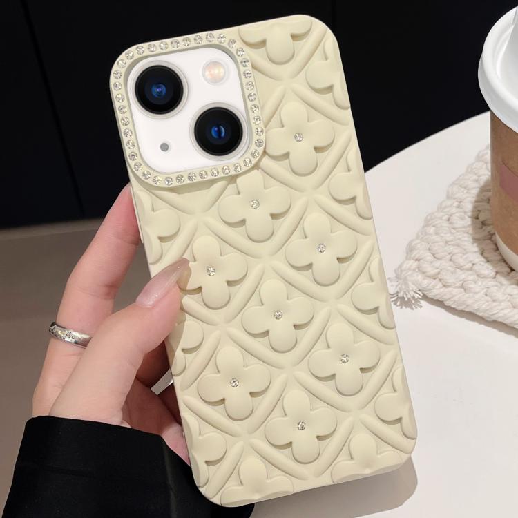 For iPhone 15 Oil-sprayed 3D Flower Diamond TPU Phone Case