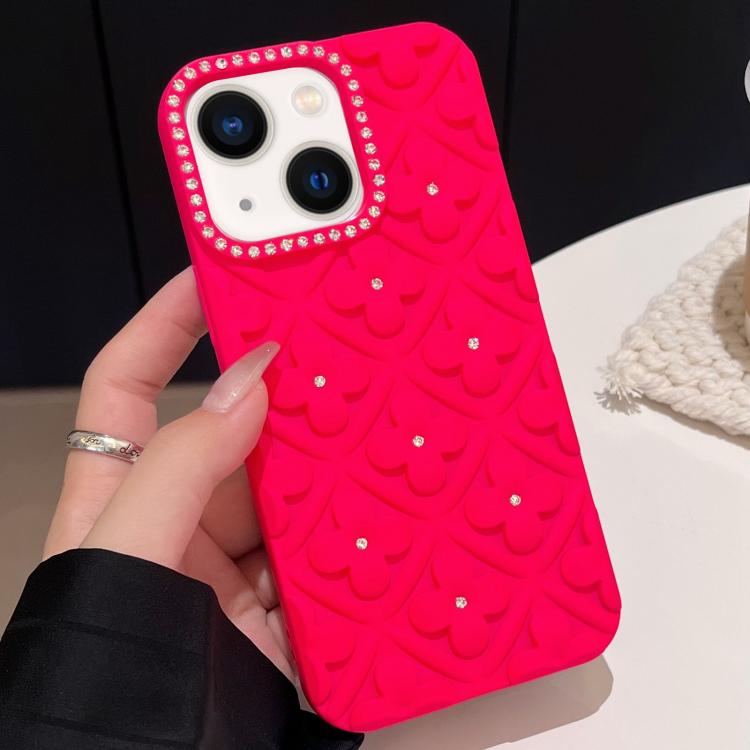 For iPhone 15 Oil-sprayed 3D Flower Diamond TPU Phone Case
