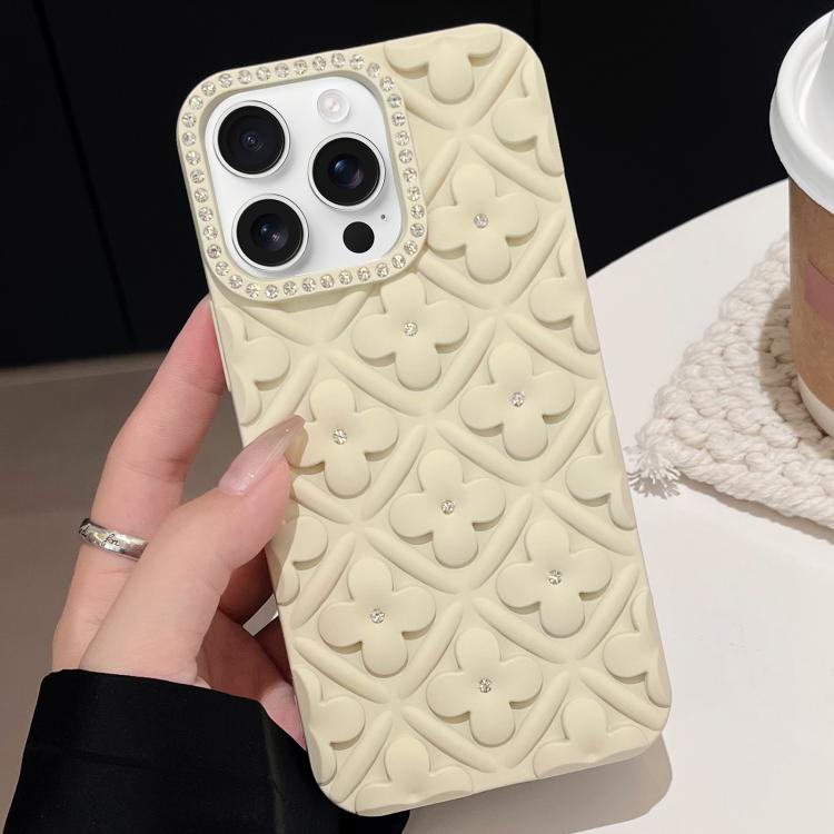 For iPhone 14 Pro Oil-sprayed 3D Flower Diamond TPU Phone Case