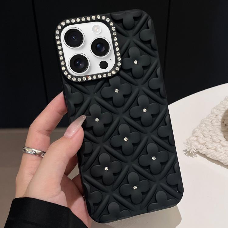 For iPhone 13 Pro Max Oil-sprayed 3D Flower Diamond TPU Phone Case