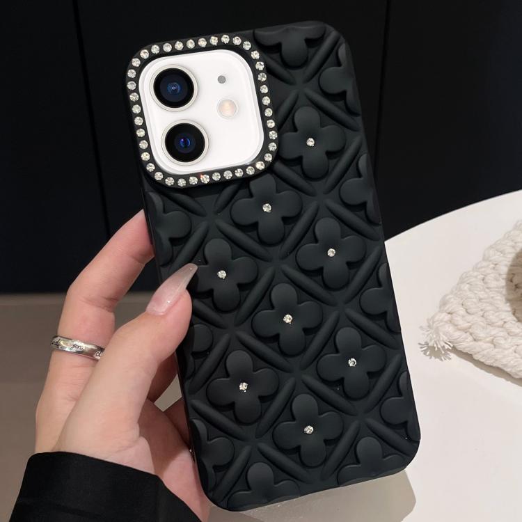 For iPhone 12 Oil-sprayed 3D Flower Diamond TPU Phone Case