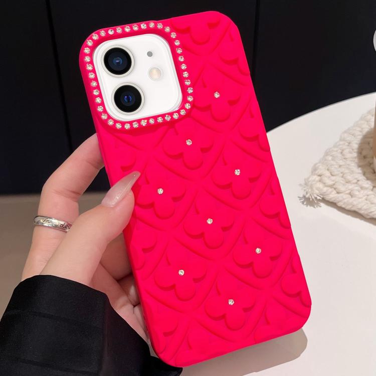 For iPhone 12 Oil-sprayed 3D Flower Diamond TPU Phone Case