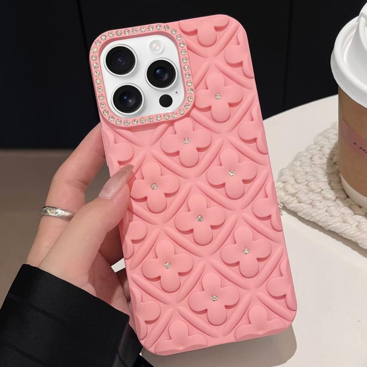 For iPhone 12 Pro Oil-sprayed 3D Flower Diamond TPU Phone Case