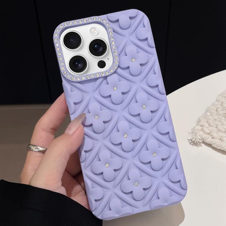 For iPhone 12 Pro Oil-sprayed 3D Flower Diamond TPU Phone Case