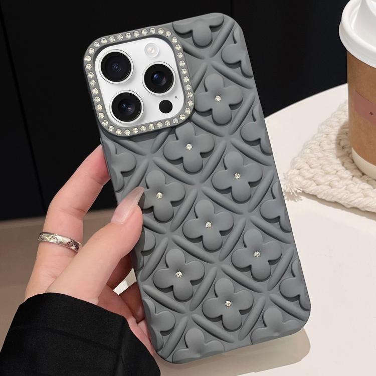 For iPhone 12 Pro Oil-sprayed 3D Flower Diamond TPU Phone Case