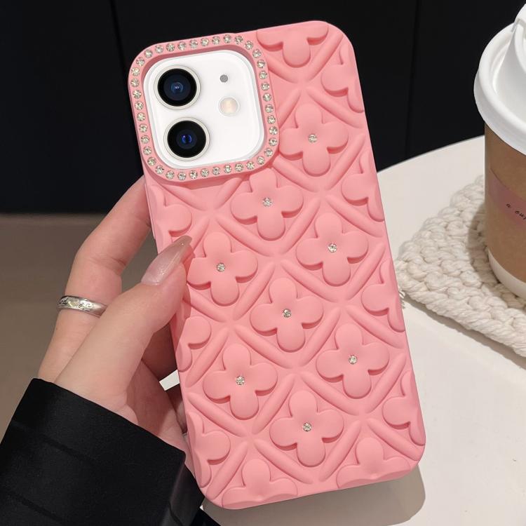 For iPhone 11 Oil-sprayed 3D Flower Diamond TPU Phone Case