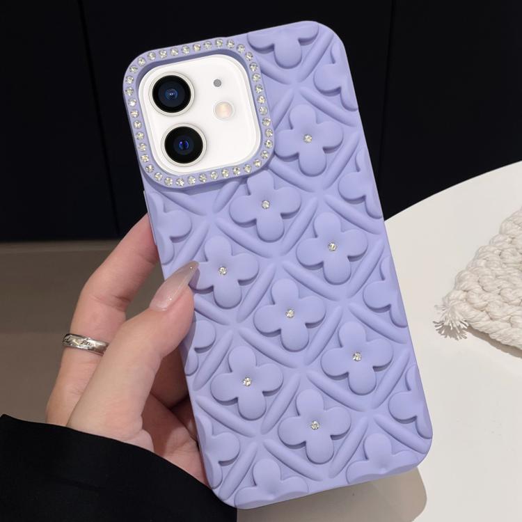 For iPhone 11 Oil-sprayed 3D Flower Diamond TPU Phone Case