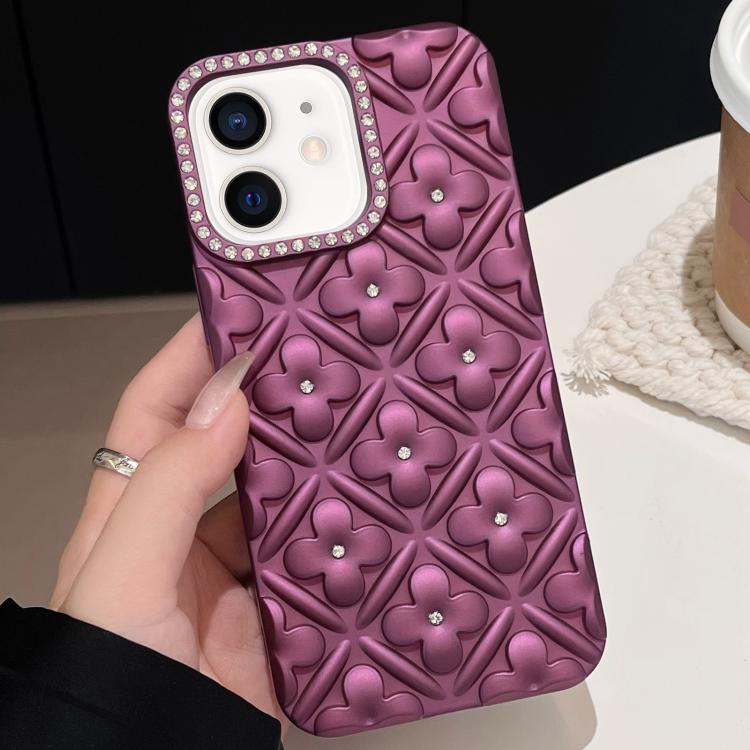 For iPhone 11 Oil-sprayed 3D Flower Diamond TPU Phone Case
