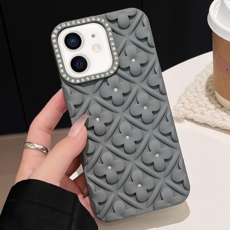 For iPhone 11 Oil-sprayed 3D Flower Diamond TPU Phone Case