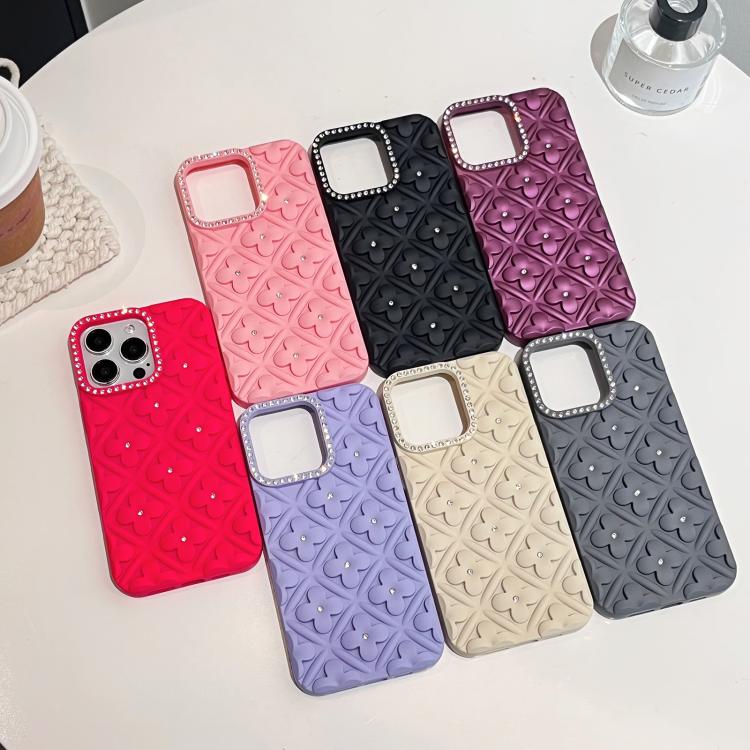 For iPhone 12 Oil-sprayed 3D Flower Diamond TPU Phone Case