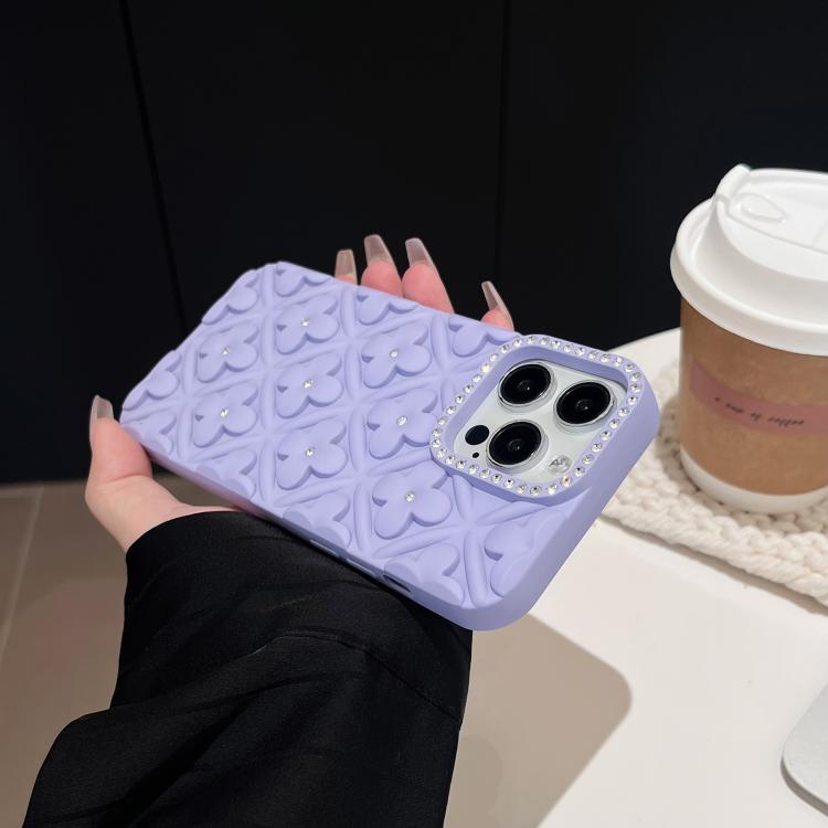 For iPhone 13 Pro Max Oil-sprayed 3D Flower Diamond TPU Phone Case