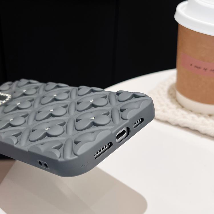 For iPhone 14 Pro Oil-sprayed 3D Flower Diamond TPU Phone Case