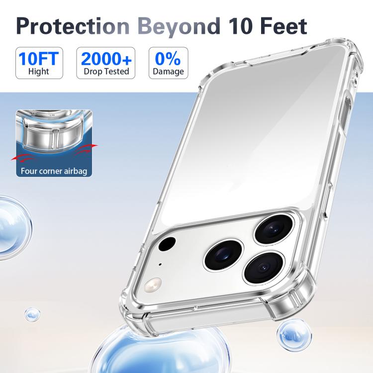 For iPhone 17 Pro Max Four-corner Shockproof Acrylic +TPU Phone Case - Transparent