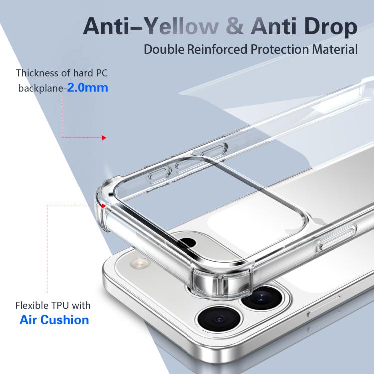 For iPhone 17 Pro Max Four-corner Shockproof Acrylic +TPU Phone Case - Transparent