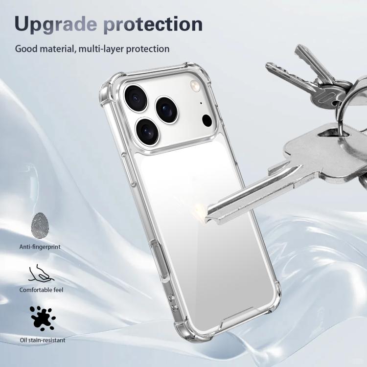 For iPhone 17 Pro Four-corner Shockproof Acrylic +TPU Phone Case - Transparent