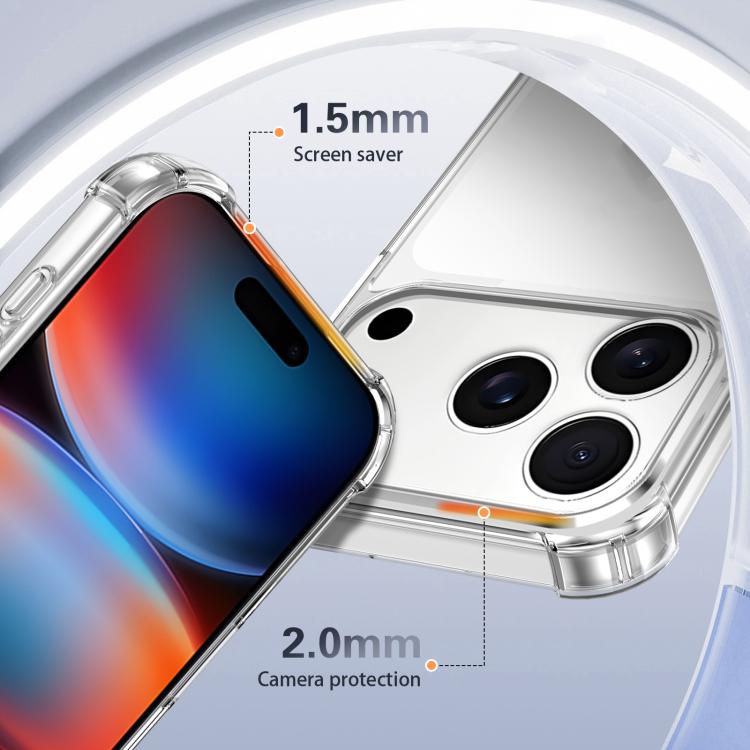 For iPhone 17 Pro Four-corner Shockproof Acrylic +TPU Phone Case - Transparent