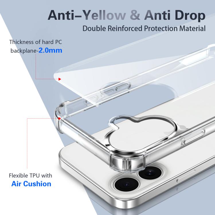 For iPhone 17 Four-corner Shockproof Acrylic +TPU Phone Case - Transparent