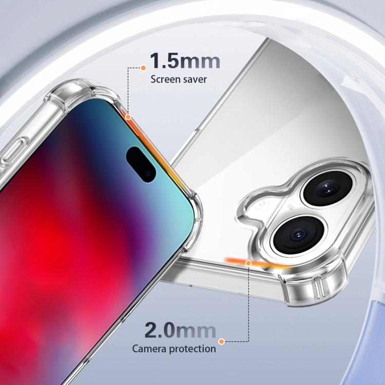 For iPhone 17 Four-corner Shockproof Acrylic +TPU Phone Case - Transparent