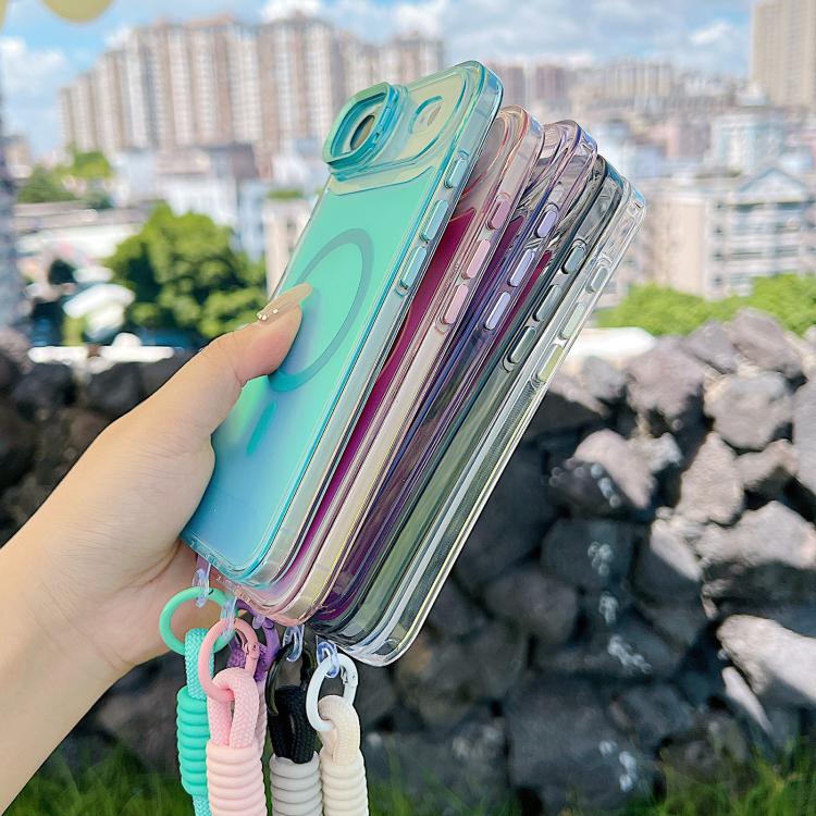 For iPhone Air Gradient Discolor MagSafe Phone Case with Holder / Wrist Strap