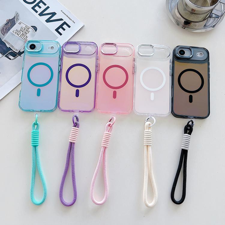 For iPhone Air Gradient Discolor MagSafe Phone Case with Holder / Wrist Strap