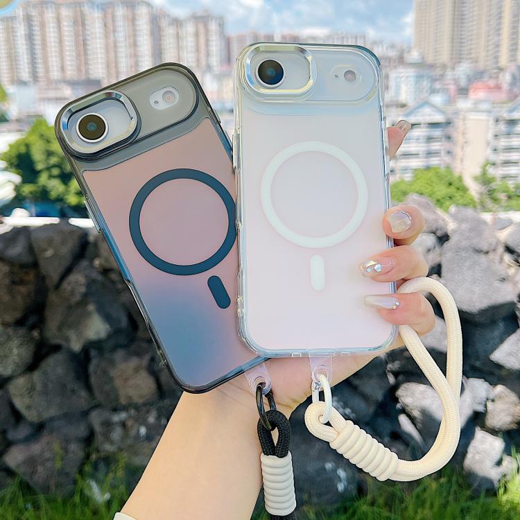 For iPhone Air Gradient Discolor MagSafe Phone Case with Holder / Wrist Strap