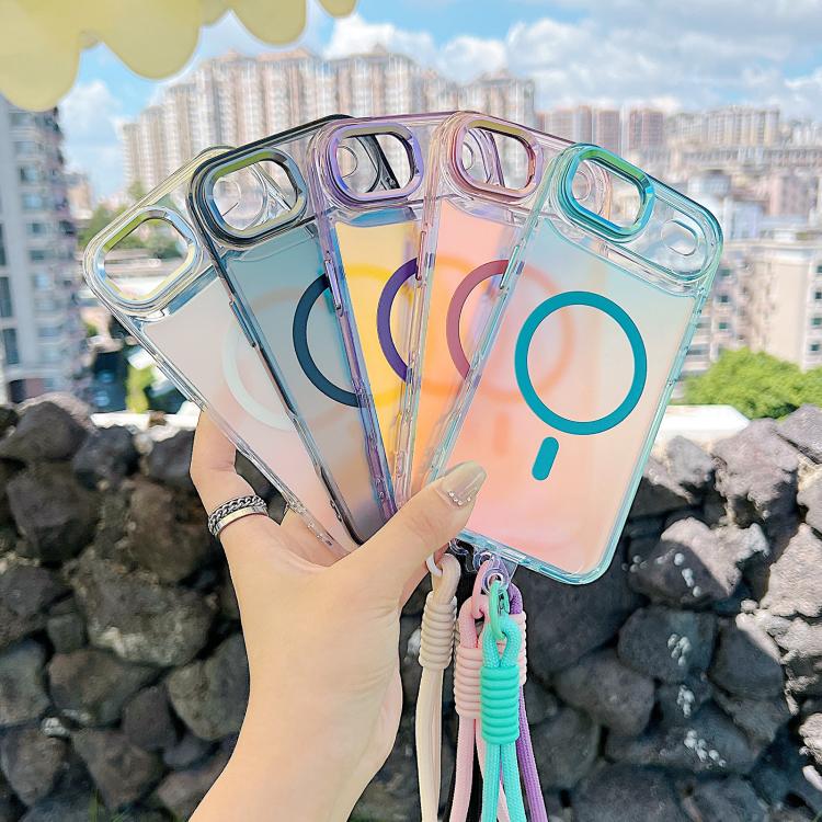 For iPhone Air Gradient Discolor MagSafe Phone Case with Holder / Wrist Strap