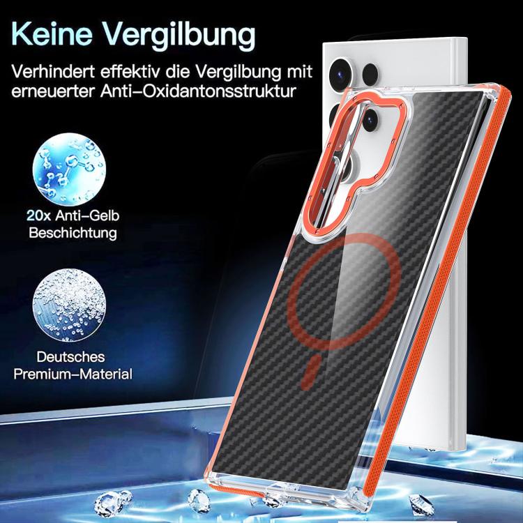 For Samsung Galaxy S24 Ultra 5G Dual-Color Carbon Fiber Texture Magsafe Phone Case