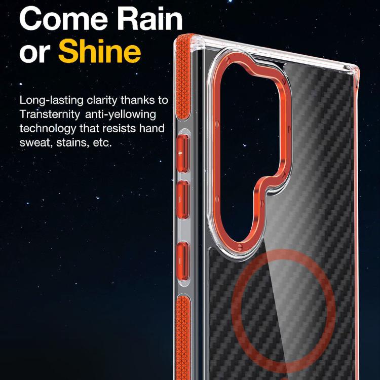 For Samsung Galaxy S24 Ultra 5G Dual-Color Carbon Fiber Texture Magsafe Phone Case