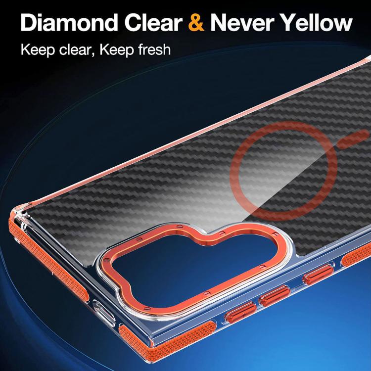 For Samsung Galaxy S24 Ultra 5G Dual-Color Carbon Fiber Texture Magsafe Phone Case