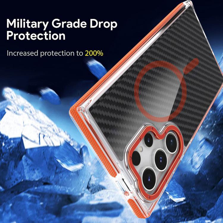For Samsung Galaxy S24 Ultra 5G Dual-Color Carbon Fiber Texture Magsafe Phone Case