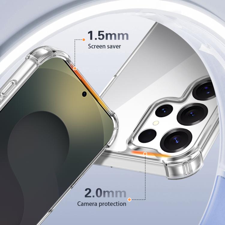 For Samsung Galaxy S25 Ultra 5G Four-corner Shockproof Acrylic +TPU Phone Case - Transparent