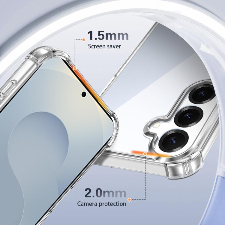 For Samsung Galaxy S25 5G Four-corner Shockproof Acrylic +TPU Phone Case - Transparent