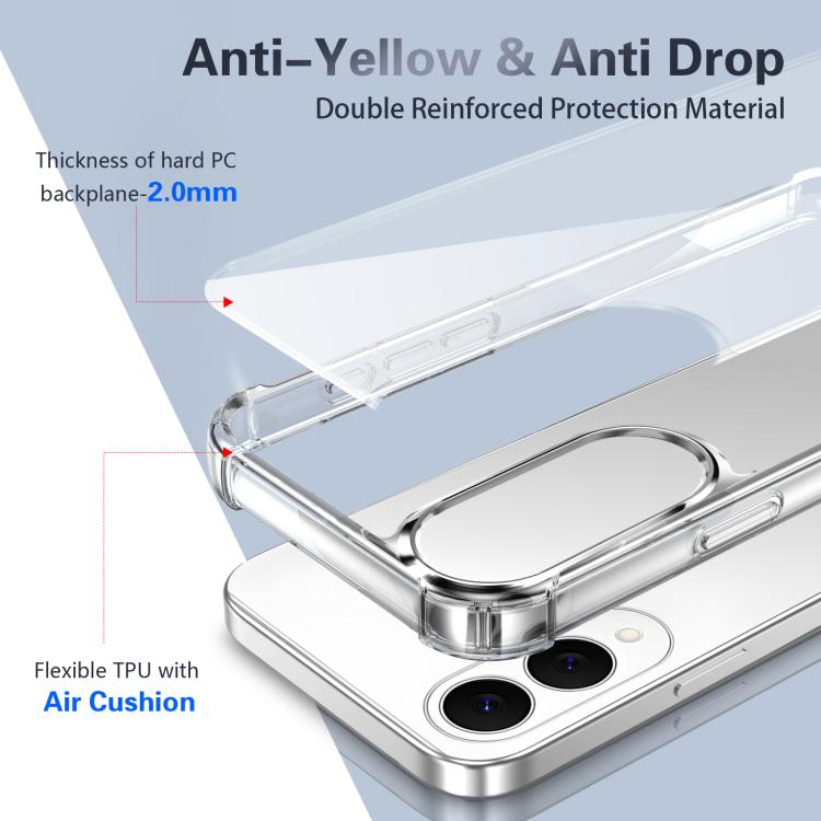 For Samsung Galaxy S25 Edge 5G Four-corner Shockproof Acrylic +TPU Phone Case - Transparent