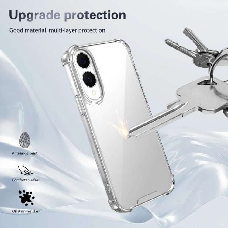 For Samsung Galaxy S25 Edge 5G Four-corner Shockproof Acrylic +TPU Phone Case - Transparent