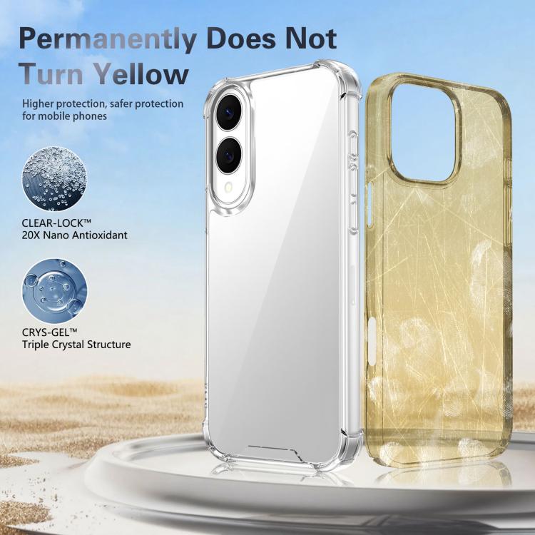 For Samsung Galaxy S25 Edge 5G Four-corner Shockproof Acrylic +TPU Phone Case - Transparent