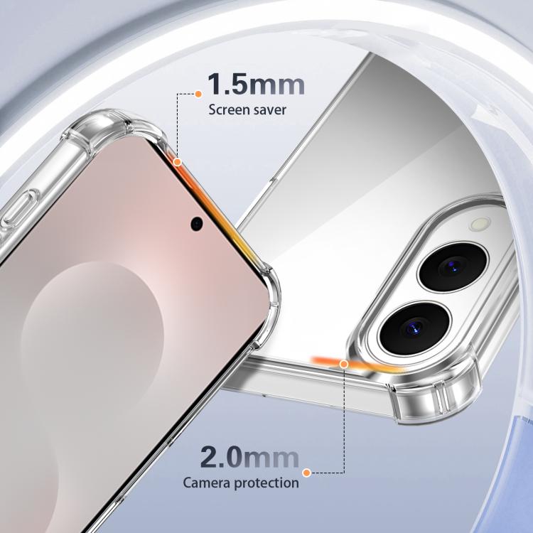 For Samsung Galaxy S25 Edge 5G Four-corner Shockproof Acrylic +TPU Phone Case - Transparent