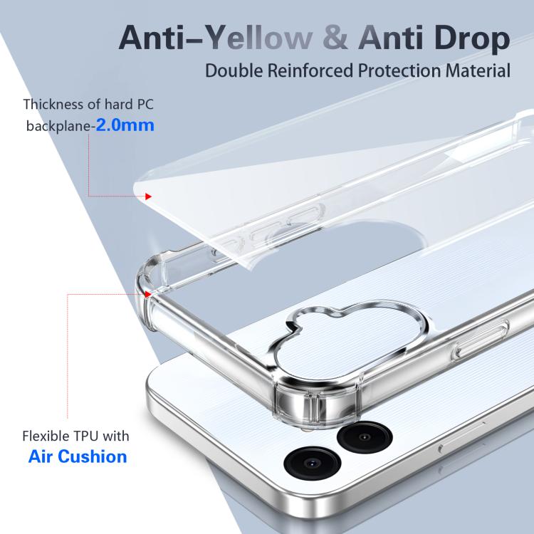 For Samsung Galaxy M06 5G Four-corner Shockproof Acrylic +TPU Phone Case - Transparent